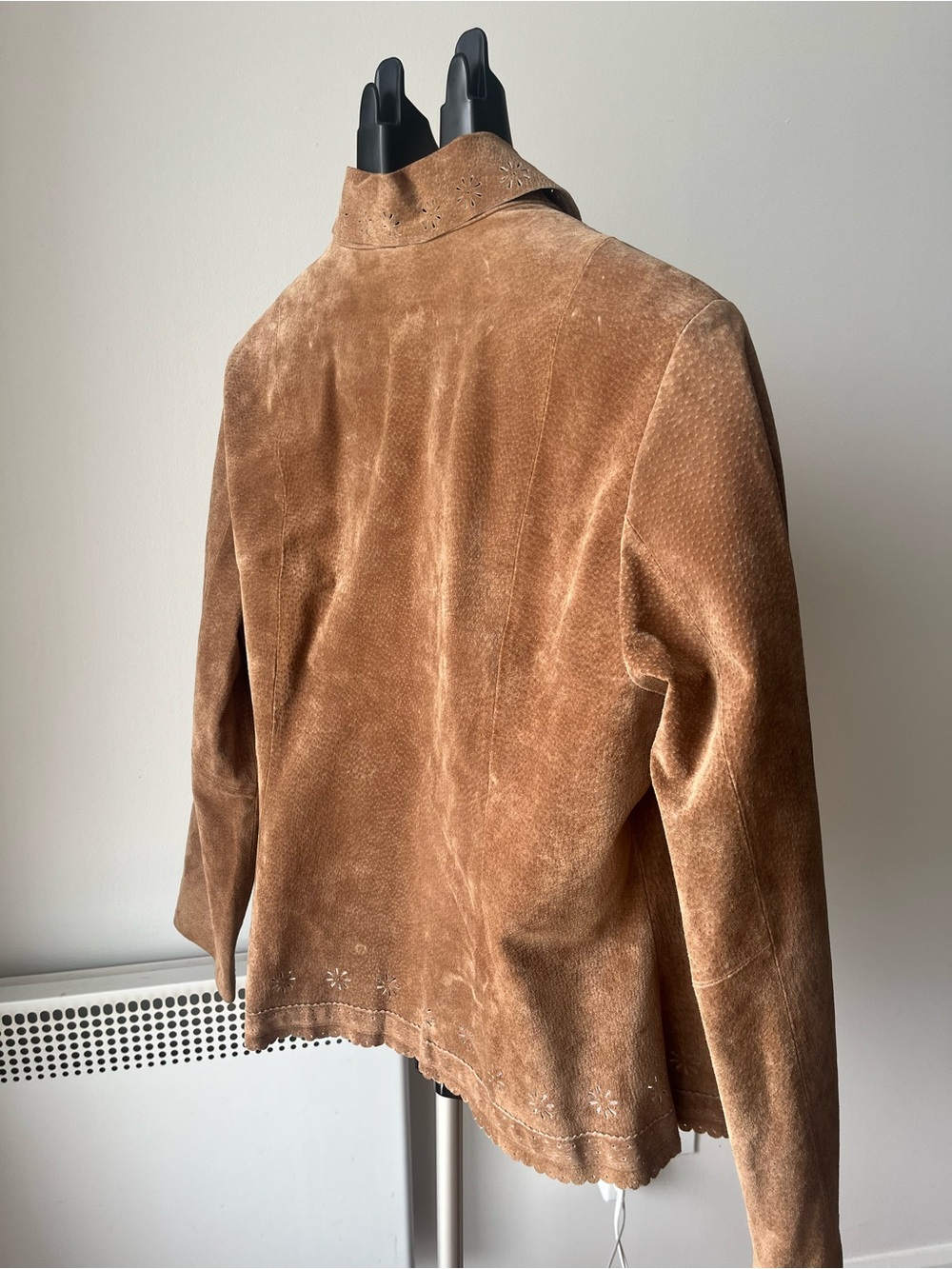 Suede Button-Front Brown Jacket - Picture 3 of 4